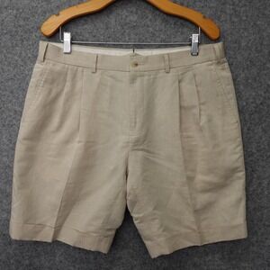 SUITSUPPLY Shorts Mens Cream Bosa Pleated Linen Cotton Italian Di Sondrio 36x9